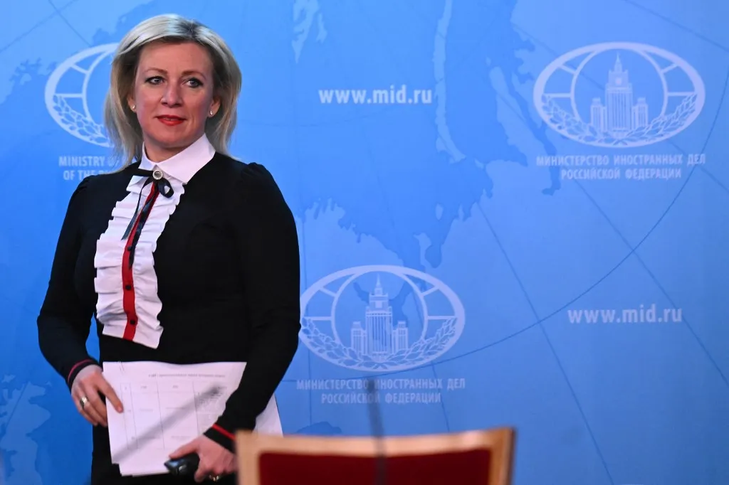Marija Zaharova, az orosz külügyminisztérium szóvivője (Fotó: AFP)
