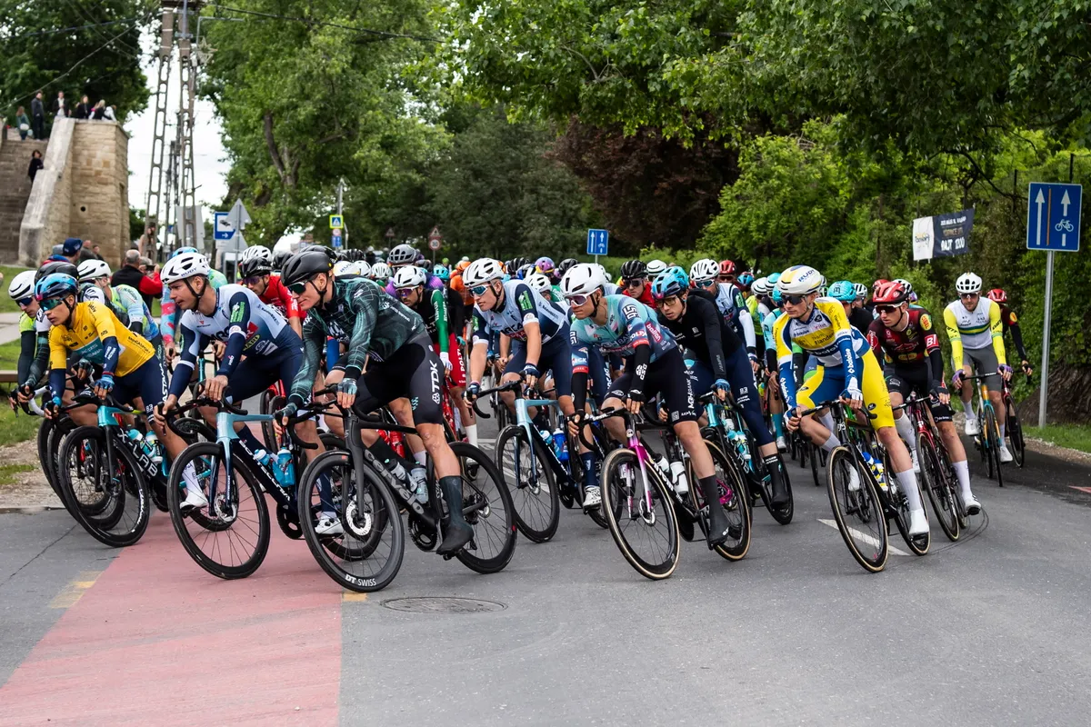 Etyek, 2025. május 18.
Versenyzők a 46. Tour de Hongrie országúti kerékpáros körverseny ötödik, 170 kilométeres Etyek - Esztergom szakaszán 2025. május 18-án.
MTI/Bodnár Boglárka
