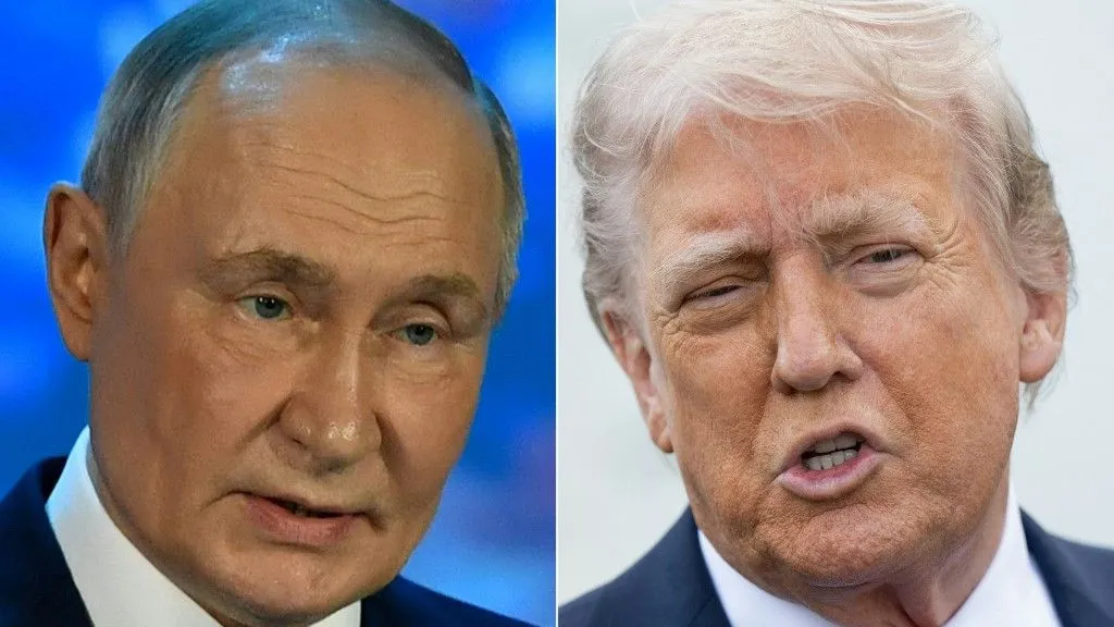 (COMBO) This combination of pictures created on April 24, 2025 shows, L-R, Russian President Vladimir Putin speaking in Murmansk on March 27, 2025 and US President Donald Trump outside the White House in Washington, DC, on April 23, 2025. Donald Trump on April 24, 2025, called on Vladimir Putin to halt attacks on Ukraine, in a rare rebuke of the Russian leader after Moscow fired a barrage of missiles and drones at Kyiv, killing at least 10 in the deadliest attack on the capital in months. The direct appeal to Putin came after Ukrainian President Volodymyr Zelensky urged his allies to put Russia under more pressure to halt its invasion. (Photo by Olga MALTSEVA and SAUL LOEB / AFP)
