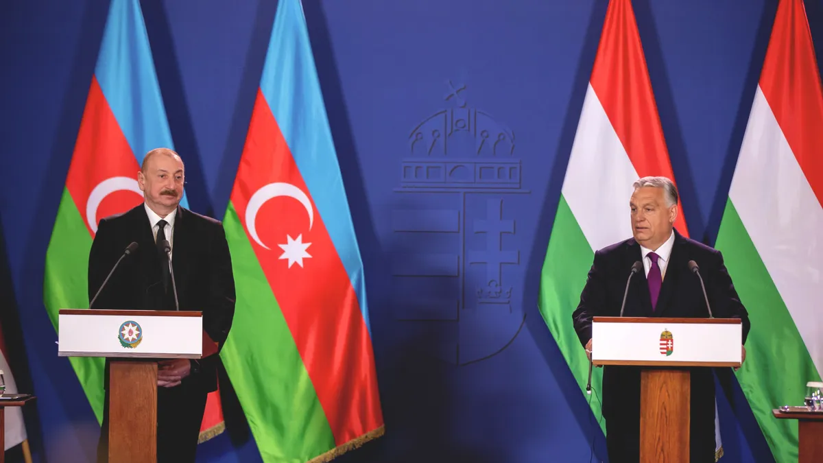 Orbán Viktor, Ilham Aliyev, Orbán Viktor miniszterelnök,  Ilham Aliyevet, Azerbajdzsán elnöke, OrbánViktor, IlhamAliyev, miniszterelnöki találkozó, 2025.05.20.,