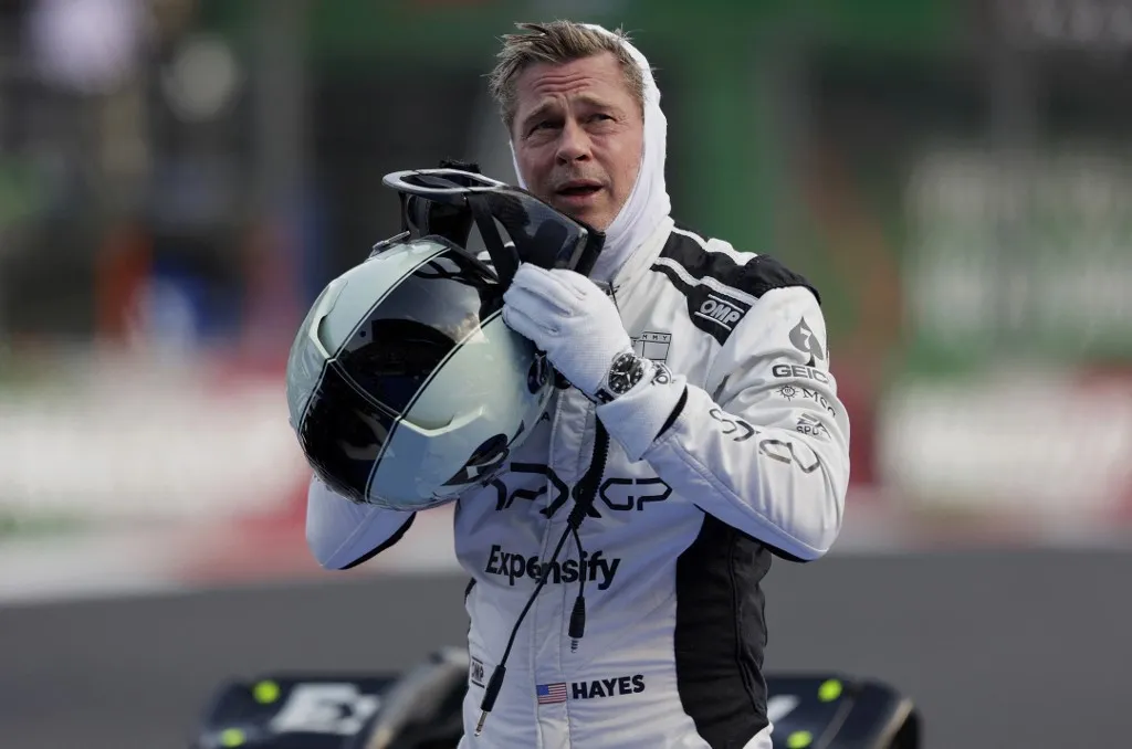 Brad Pitt, actor, attends the Mexico City Grand Prix Qualifying event at the Autodromo Hnos. Rodriguez in Mexico City, Mexico, on October 26, 2024. (Photo by Gerardo Vieyra/NurPhoto) (Photo by Gerardo Vieyra / NurPhoto / NurPhoto via AFP)