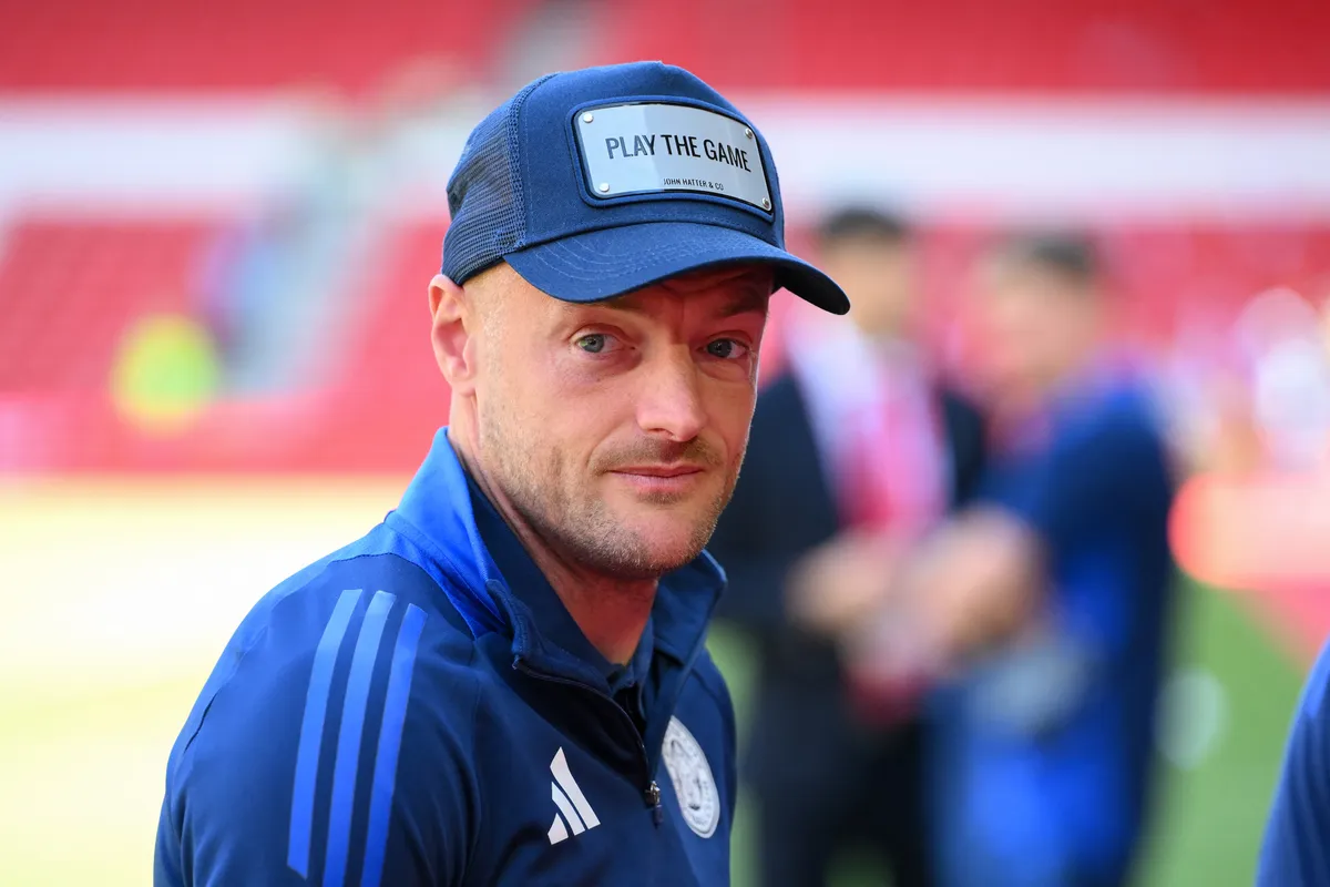Jamie Vardy of Leicester City plays during the Premier League match between Nottingham Forest and Leicester City at the City Ground in Nottingham, on May 11, 2025. (Photo by Jon Hobley | MI News/NurPhoto) (Photo by MI News / NurPhoto / NurPhoto via AFP)