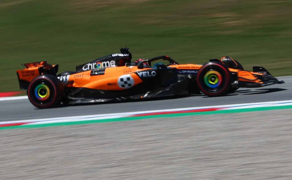 McLaren's Australian driver Oscar Piastri drives during the first free practice of the Spanish Formula One Grand Prix at the Circuit de Catalunya in Montmelo, on the outskirts of Barcelona, on May 30, 2025. (Photo by Pierre-Philippe MARCOU / AFP)