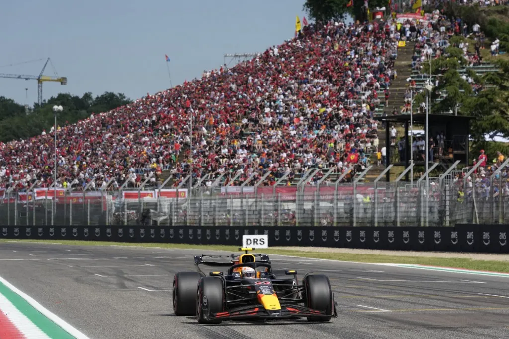 Red Bull Racing's Japanese driver Yuki Tsunoda races during a qualifying session for the 2025 Emilia Romagna Formula One Grand Prix at the Imola autodrome in Imola, on May 17, 2025. (Photo by Luca Bruno / POOL / AFP)
