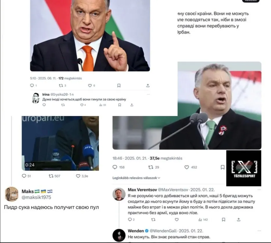 Fenyegetik ukránok a magyar kormányfőt (Képernyőfotó a Tűzfalcsoport X-oldaláról)