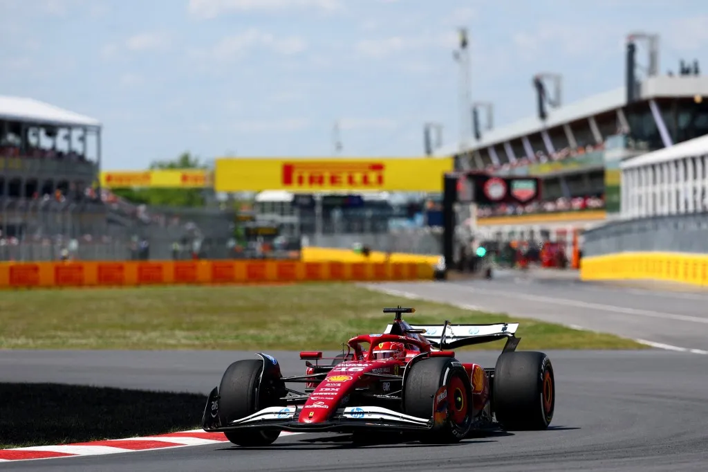 MONTREAL, QUEBEC - JUNE 15: Charles Leclerc of Monaco driving the (16) Scuderia Ferrari SF-25 on track during the F1 Grand Prix of Canada at Circuit Gilles-Villeneuve on June 15, 2025 in Montreal, Quebec.   Clive Rose/Getty Images/AFP (Photo by CLIVE ROSE / GETTY IMAGES NORTH AMERICA / Getty Images via AFP)