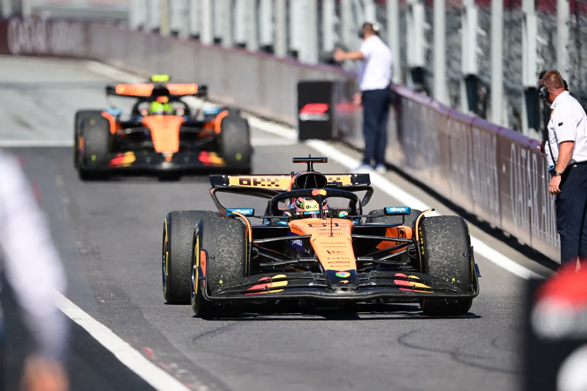 Red Bull, Oscar Piastri of the McLaren F1 Team celebrates after the race in Spielberg, Styria, Austria, on June 29, 2025, during the 12th round of the Formula 1 World Championship. (Photo by Andrea Diodato/NurPhoto) (Photo by Andrea Diodato / NurPhoto via AFP)