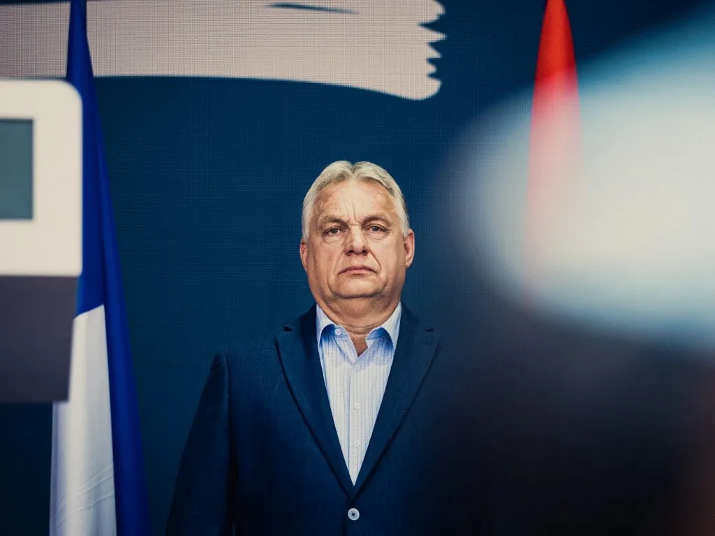 Viktor Orban Prime Minister of Hungary on stage at the victory party meeting organized by the Patriots for Europe political group in the European Parliament in Mormant sur Vernisson France on June 9, 2025. (Photo by Bastien Ohier / Hans Lucas via AFP)