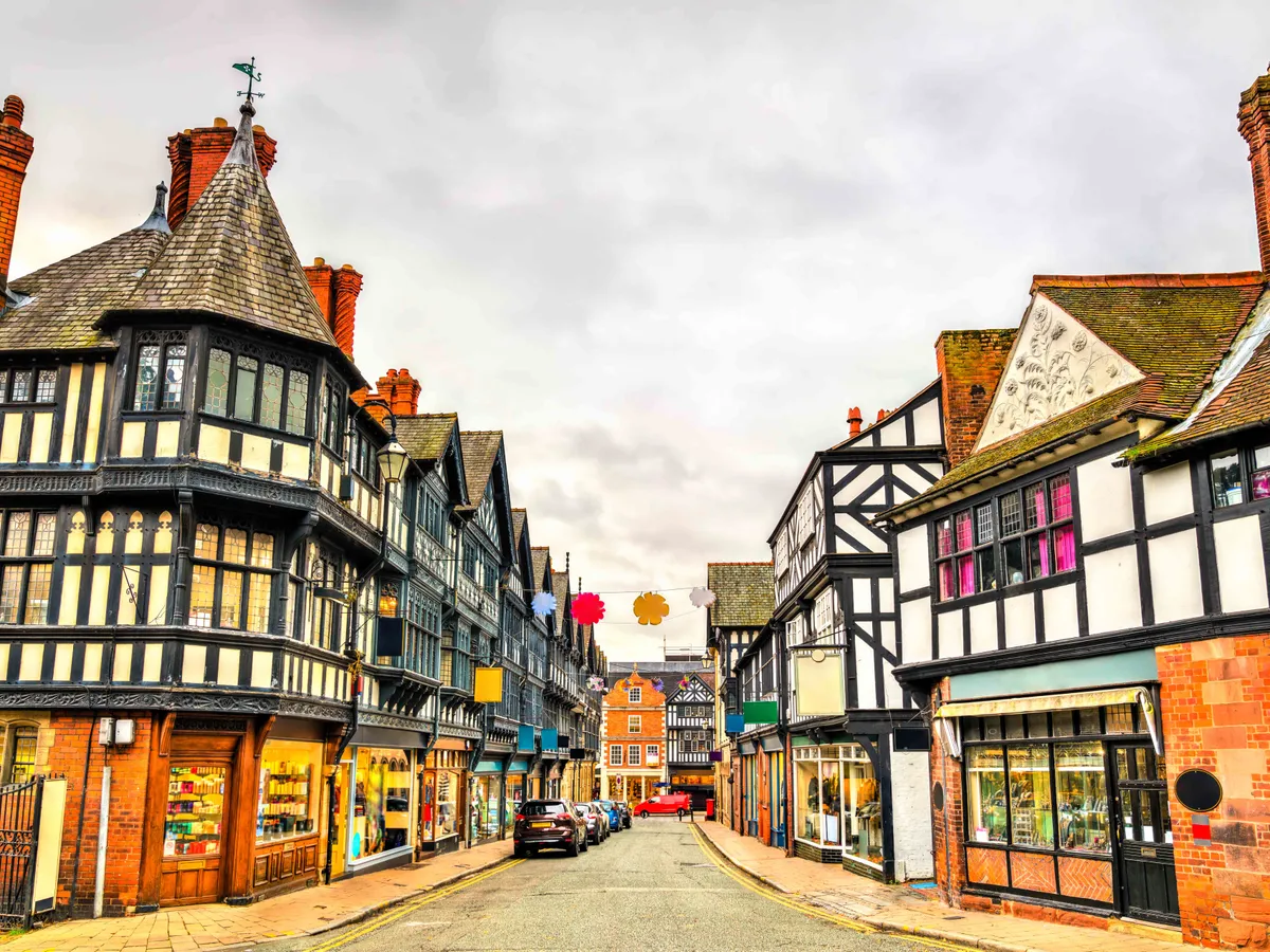 Traditional English Tudor architecture houses in Chester, England