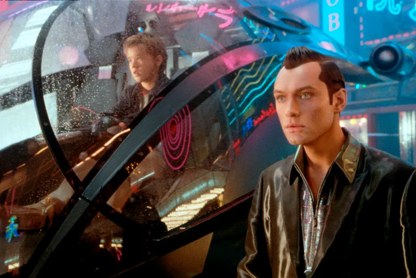 'Artificial Intelligence: AI' by Steven Spielberg; starring Haley Joel Osment, Jude Law. Made in USA, 2001.