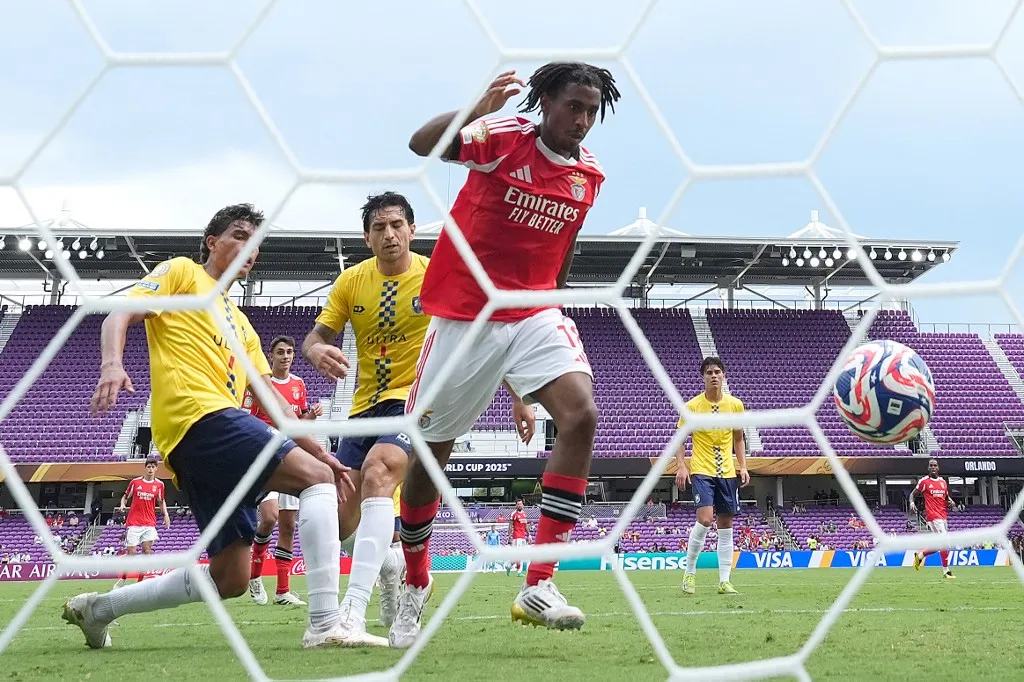 ORLANDO, FLORIDA - JUNE 20: Leandro Barreiro #18 of SL Benfica scores a goal during the FIFA Club World Cup 2025 group C match between SL Benfica and Auckland City FC at Inter&Co Stadium on June 20, 2025 in Orlando, Florida.   Michael Owens/Getty Images/AFP (Photo by Michael Owens / GETTY IMAGES NORTH AMERICA / Getty Images via AFP)