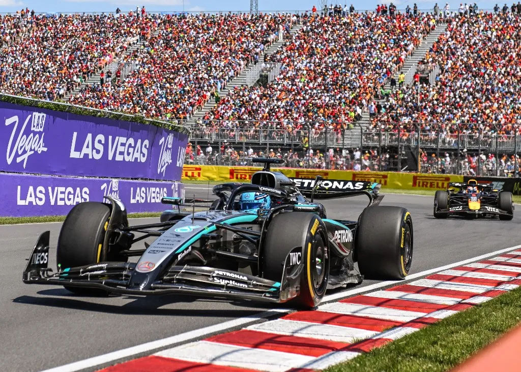 Forma-1 MONTREAL, CANADA JUNE 15: 
George Russell of Great Britain and Mercedes-AMG Petronas F1 Team in action during the Formula 1 Canadian Grand Prix at Circuit Gilles-Villeneuve in Montreal, Quebec, Canada, on June 15, 2025. (Photo by Artur Widak/NurPhoto) (Photo by Artur Widak / NurPhoto via AFP)