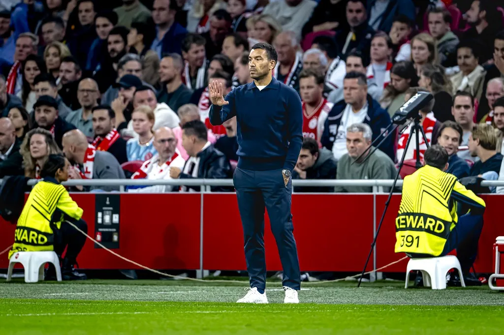 Besiktas JK trainer Giovanni Van Bronckhorst during the match between Ajax and Besiktas at the Johan Cruijff ArenA for the UEFA Europa League - League phase - Matchday 1 season 2024-2025 in Amsterdam, Netherlands, on September 26, 2024. (Photo by Marcel van Dorst / EYE4images) (Photo by EYE4images/NurPhoto) (Photo by Marcel van Dorst / NurPhoto via AFP)