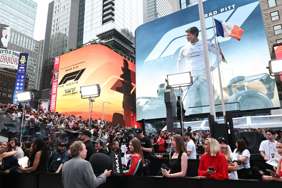 film, NEW YORK, NEW YORK - JUNE 16: A view of atmosphere at the World Premiere of F1® The Movie in Times Square on June 16, 2025 in New York City.   Jamie McCarthy/Getty Images for Warner Bros. Pictures/AFP (Photo by Jamie McCarthy / GETTY IMAGES NORTH AMERICA / Getty Images via AFP)