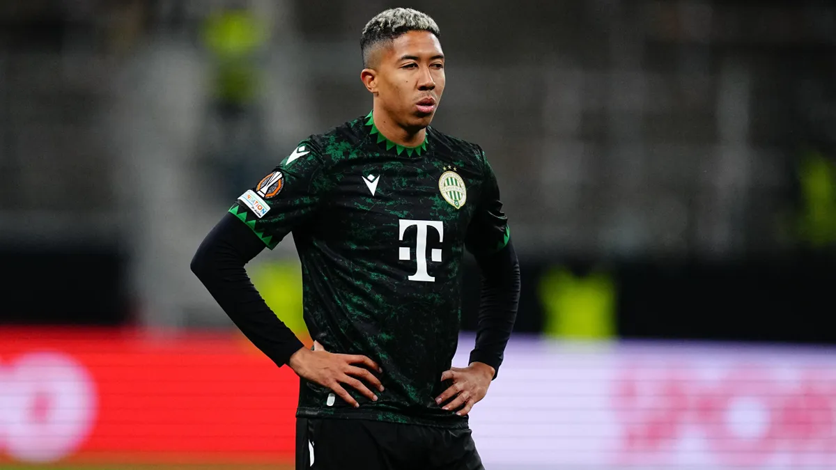 Saldanha, Matheus Saldanha (Ferencvaarosi TC)  looks on during the Europa League match between Eintracht Frankfurt and Ferencvaros in Deutsche Bank Park, Frankfurt, Germany on January23 2025. (Photo by Ulrik Pedersen/NurPhoto) (Photo by Ulrik Pedersen / NurPhoto via AFP)