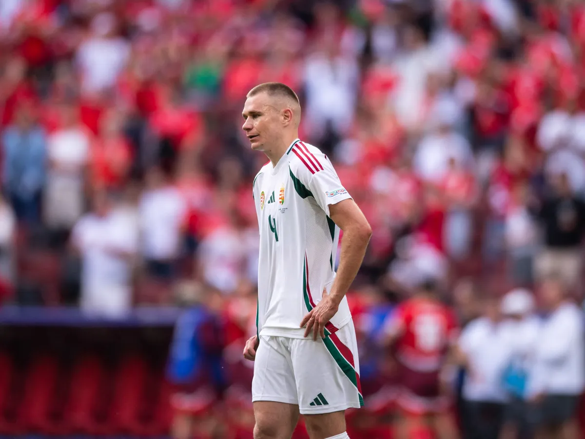 Attila Szalai of Hungary is looking on after Switzerland's second goal,during the UEFA Euro 2024 Group A football match between Hungary and Switzerland at the Szalai, Szalai Attila, Cologne Stadium in Cologne on June 15, 2024. (Photo by Hesham Elsherif/NurPhoto) (Photo by Hesham Elsherif / NurPhoto via AFP)