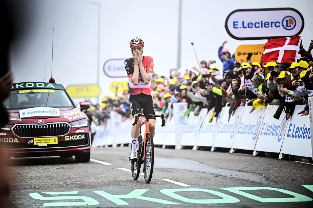 Dutch Thymen Arensman of Ineos Grenadiers wins stage 14 of the 2025 Tour de France cycling race, from Pau to Luchon-Superbagneres (183 km), on Saturday 19 July 2025 in France. The 112th edition of the Tour de France starts on Saturday 5 July in Lille, France, and will finish in Paris, France on the 27th of July. BELGA PHOTO JASPER JACOBS (Photo by JASPER JACOBS / BELGA MAG / Belga via AFP)