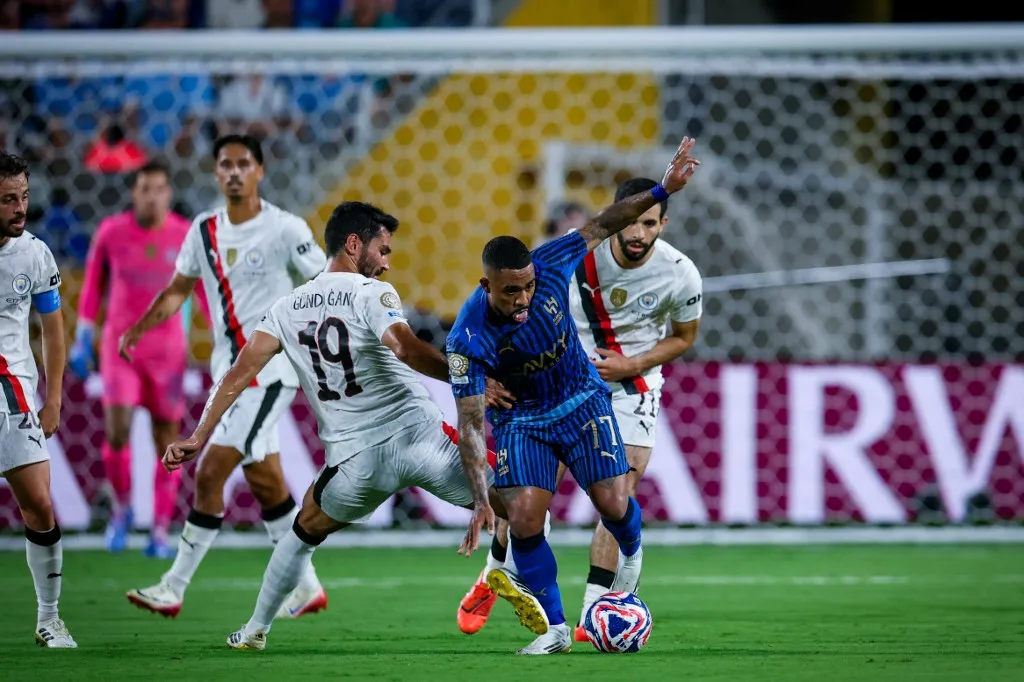 Malcom dribble and pass from Gundogan during the match between Manchester City vs Al Hilal in 16th round of the FIFA Club World Cup 2025 at Camping World Stadium on June 30, 2025 in Orlando, Florida (Photo by Mohamed Tageldin / Middle East Images via AFP)