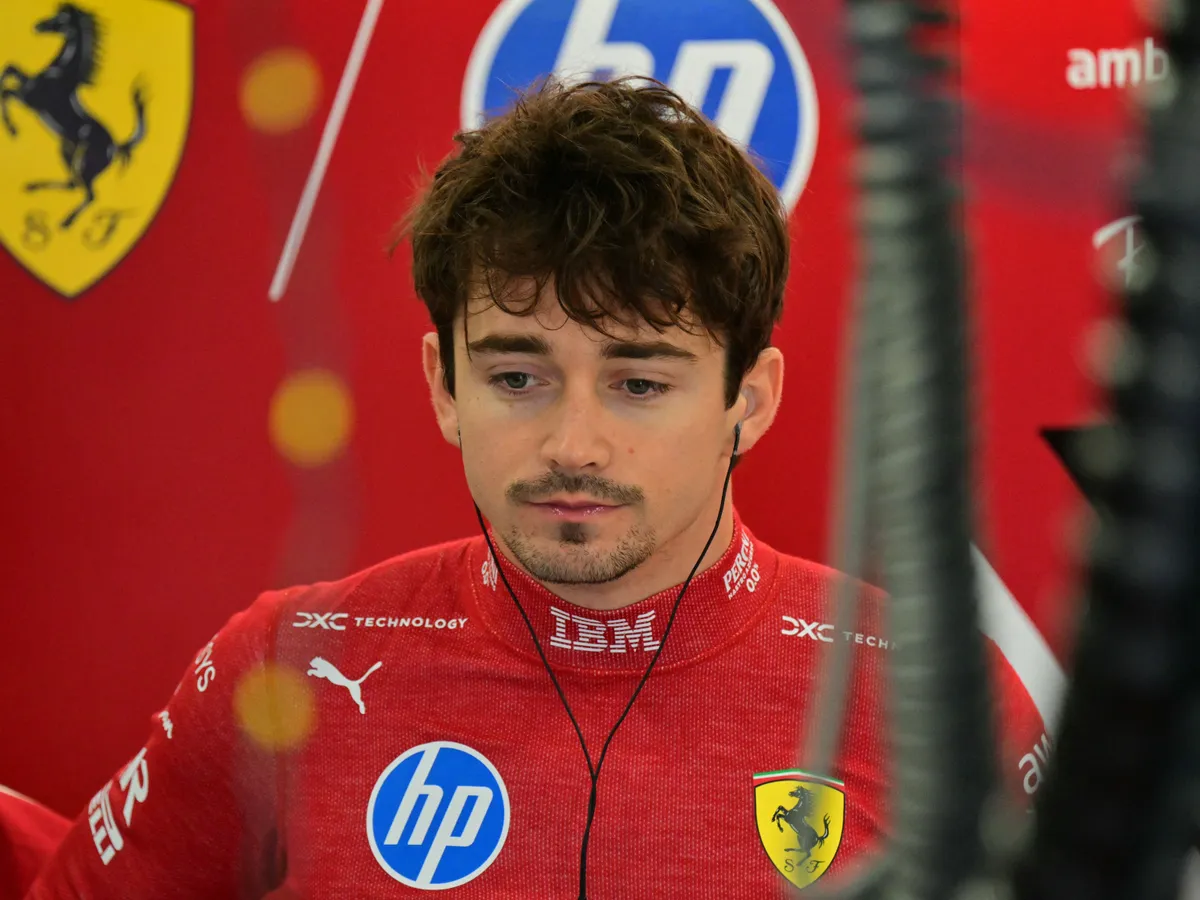Kib*szottul sz*r, Ferrari's Monegasque driver Charles Leclerc in the garage during the third practice session ahead of the Formula One British Grand Prix at the Silverstone motor racing circuit in Silverstone, central England, on July 5, 2025. (Photo by Andrej ISAKOVIC / AFP)