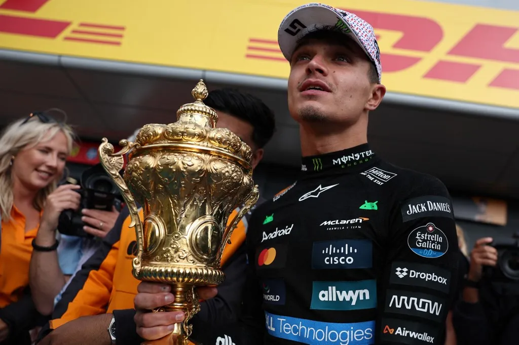 Lando Norris of McLaren after the Formula 1 British Grand Prix at Silverstone Circuit in Northampton, Great Britain on July 6, 2025. (Photo by Jakub Porzycki/NurPhoto) (Photo by Jakub Porzycki / NurPhoto via AFP)