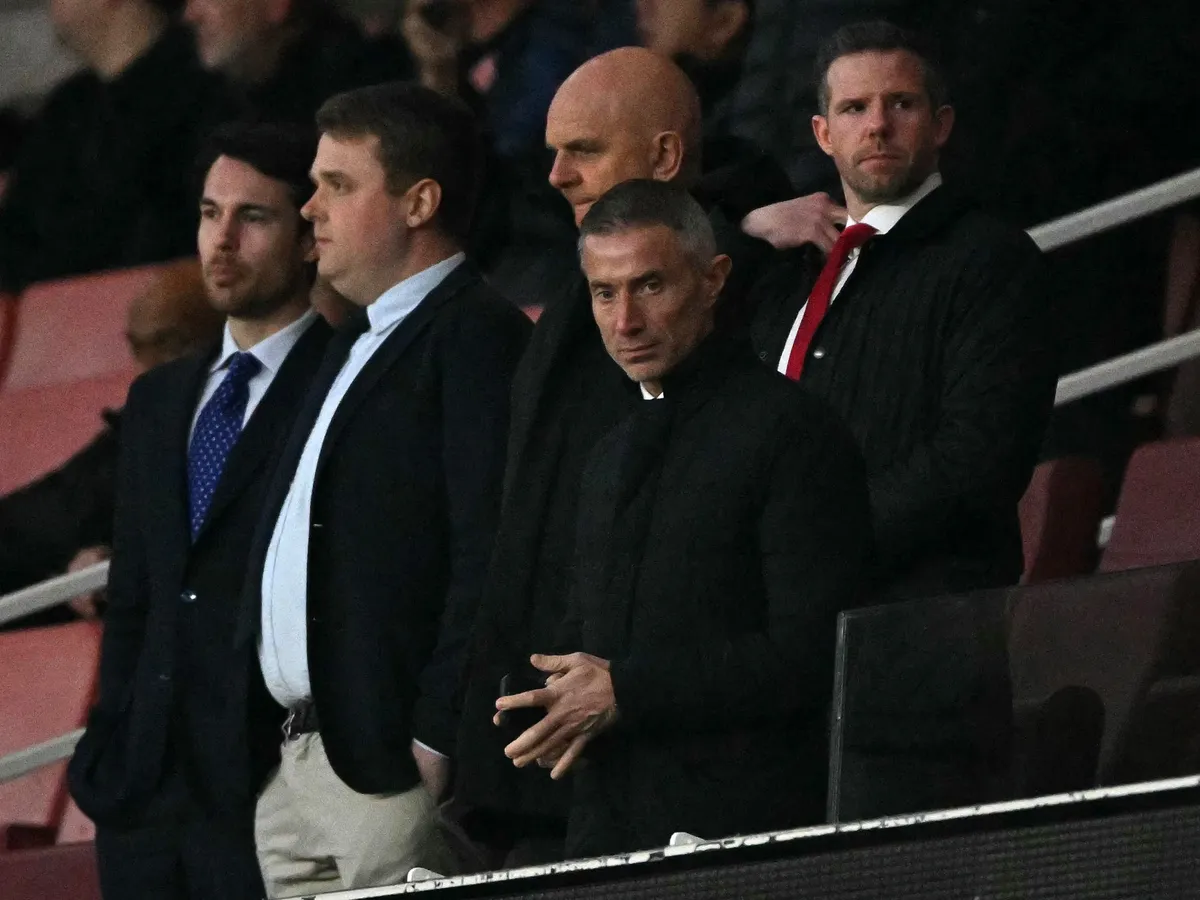 Arsenal, s newly appointed Sporting Director, Andrea Berta, waits for kick off ahead of the English Premier League football match between Arsenal and Fulham at the Emirates Stadium in London on April 1, 2025. (Photo by Glyn KIRK / AFP) / RESTRICTED TO EDITORIAL USE. No use with unauthorized audio, video, data, fixture lists, club/league logos or 'live' services. Online in-match use limited to 120 images. An additional 40 images may be used in extra time. No video emulation. Social media in-match use limited to 120 images. An additional 40 images may be used in extra time. No use in betting publications, games or single club/league/player publications. / 