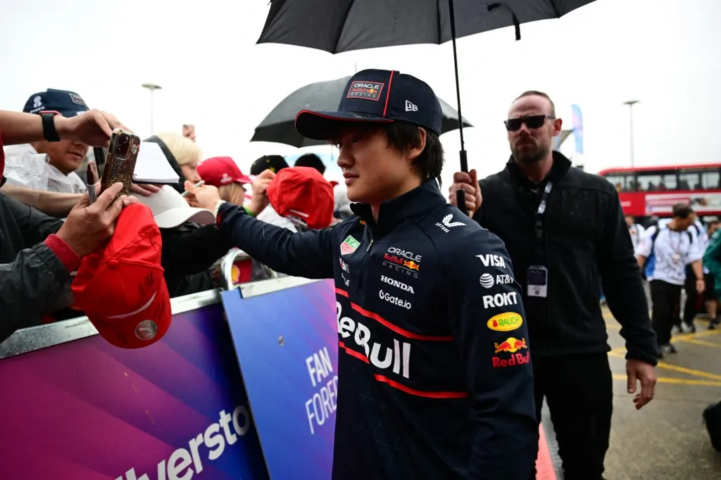 Yuki Tsunoda of Red Bull Racing walks during race day at the 13th round of the Formula 1 World Championship at Silverstone Circuit in Silverstone, Northamptonshire, England, on July 6, 2025. (Photo by Andrea Diodato/NurPhoto) (Photo by Andrea Diodato / NurPhoto via AFP)
