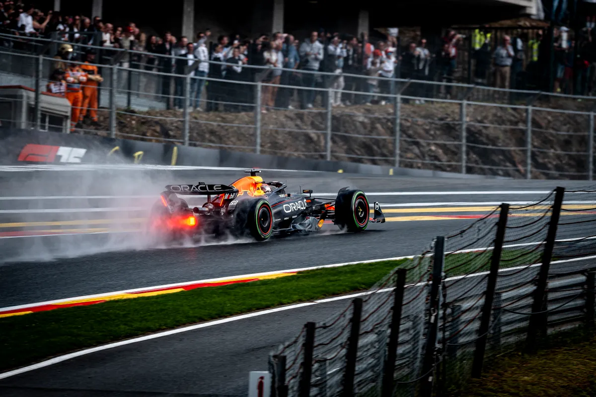 Formula 1 driver Max Verstappen of Red Bull Racing participates in the Formula 1 Moet & Chandon Belgium Grand Prix 2025 at the Circuit Spa Francorchamps during the 2025-2026 season in Spa, Belgium, on July 27, 2025. (Photo by Marcel van Dorst / EYE4images/NurPhoto) (Photo by Marcel van Dorst / NurPhoto via AFP)