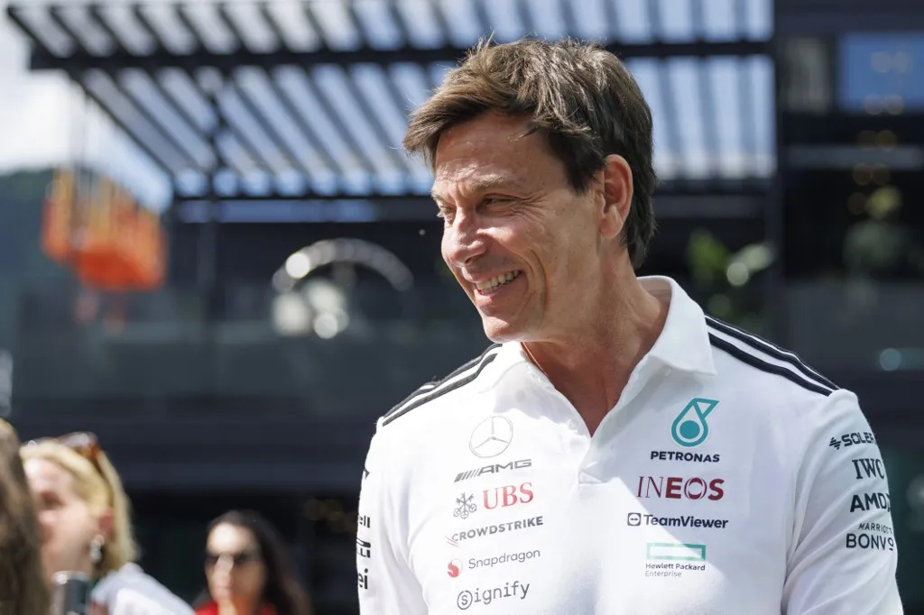 Mercedes' Austrian team principal and CEO Toto Wolff is pictured during the qualifying session at the Red Bull Ring race track in Spielberg, Austria, on June 28, 2025, ahead of the Formula One Austrian Grand Prix. (Photo by ERWIN SCHERIAU / APA / AFP) / Austria OUT