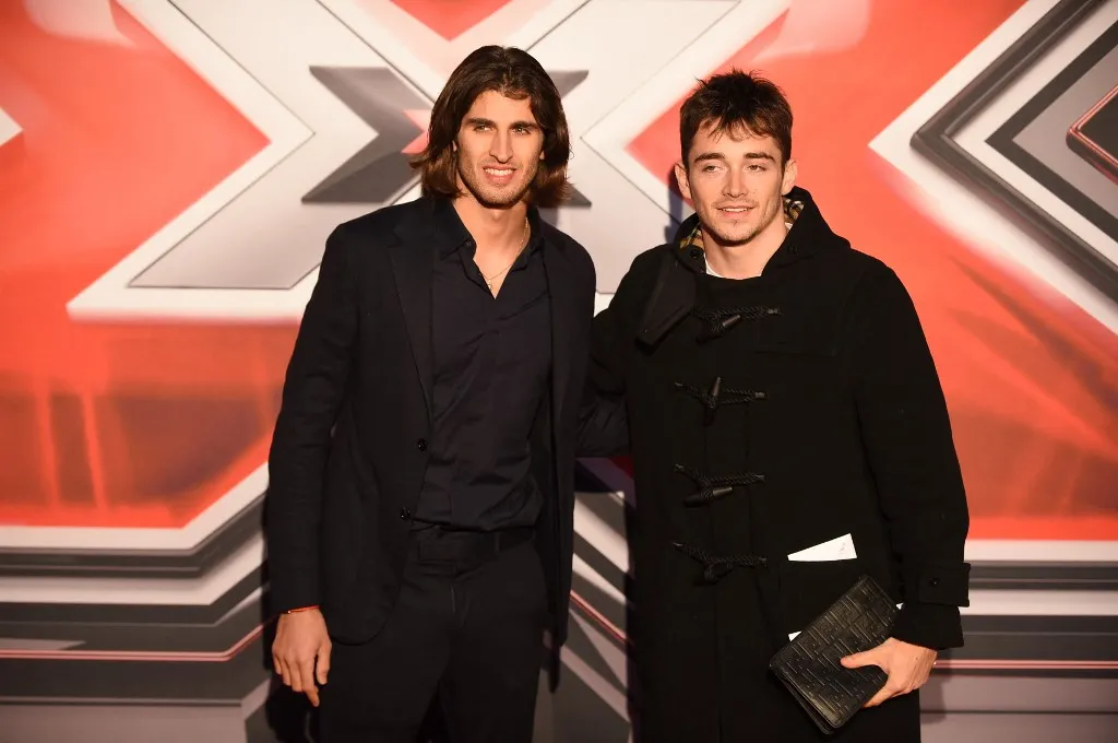 Ferrari, Italian Formula 1 drivers Antonio Giovinazzi and Monegasque driver Charles Leclerc guest of final of the Italian version of international talent show X Factor, in Mediolanum Forum, Assago, Milan, on December 12, 2019.  (Photo by Andrea Diodato/NurPhoto) (Photo by Andrea Diodato / NurPhoto via AFP)