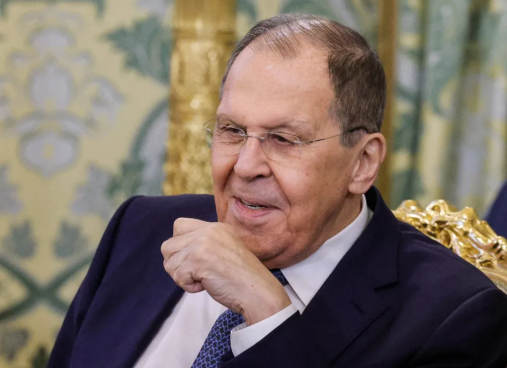 Russian Foreign Minister Sergei Lavrov attends a meeting of Presidents of Russia and Kyrgyzstan at the Kremlin in Moscow on July 2, 2025. (Photo by Maxim Shemetov / POOL / AFP)