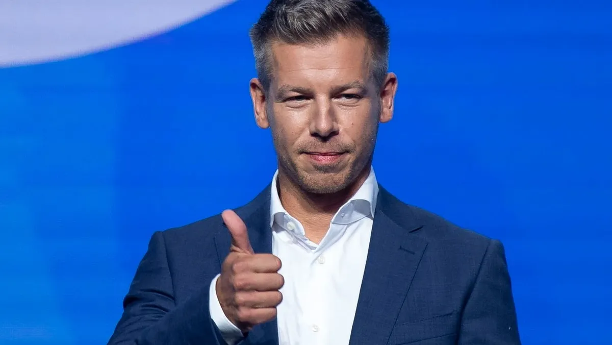 Magyar Péter, a Tisza Párt elnöke a párt kongresszusán a nagykanizsai Kanizsa Arénában 2025. július 12-én.
MTI/Bodnár Boglárka