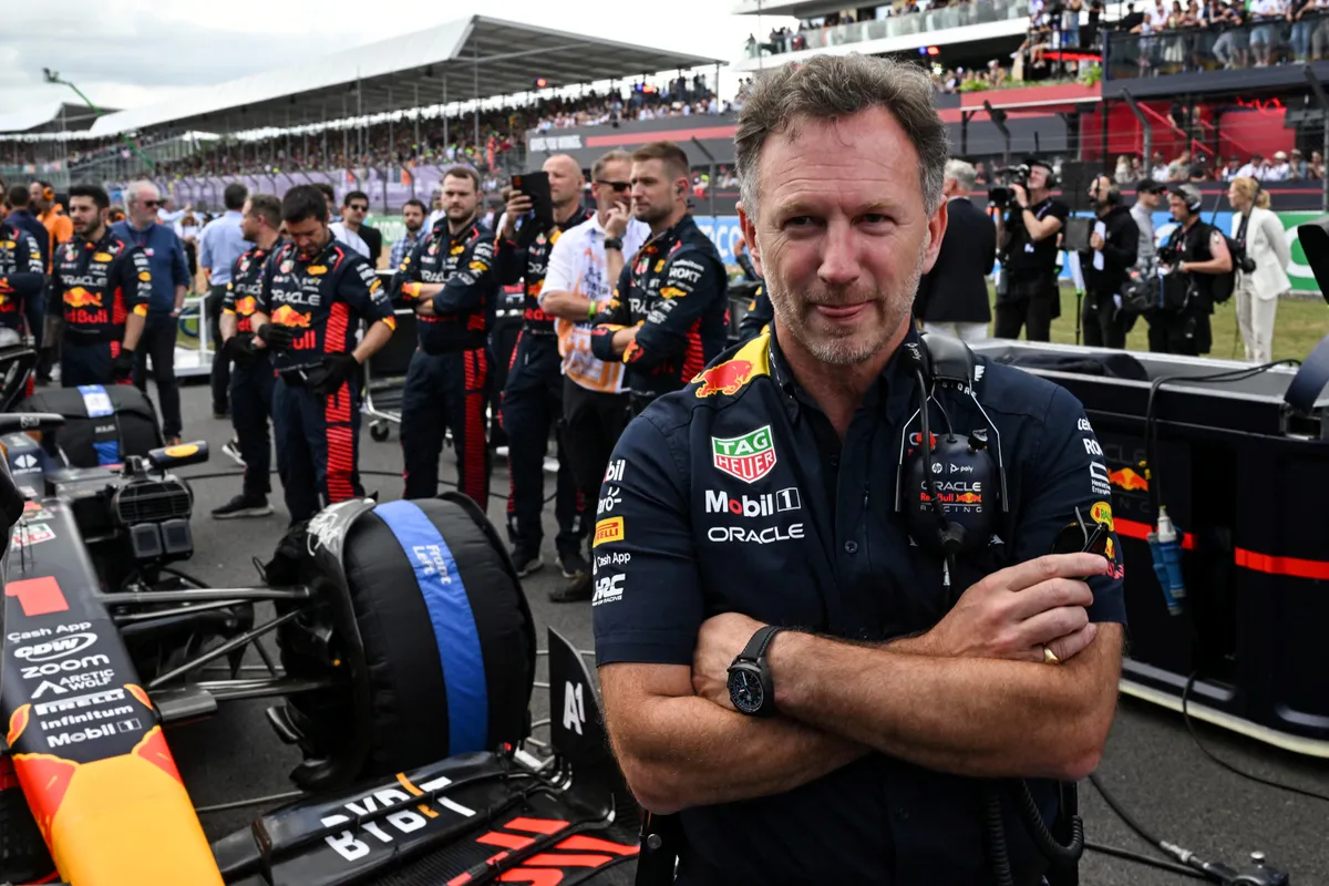 (FILES) Red Bull Racing's British team principal Christian Horner is seen before the Formula One British Grand Prix at the Silverstone motor racing circuit in Silverstone, central England on July 9, 2023. Christian Horner is to leave his role as Red Bull team principal with immediate effect after 20 years, the Formula One team announced on July 9, 2025. (Photo by ANDREJ ISAKOVIC / AFP)