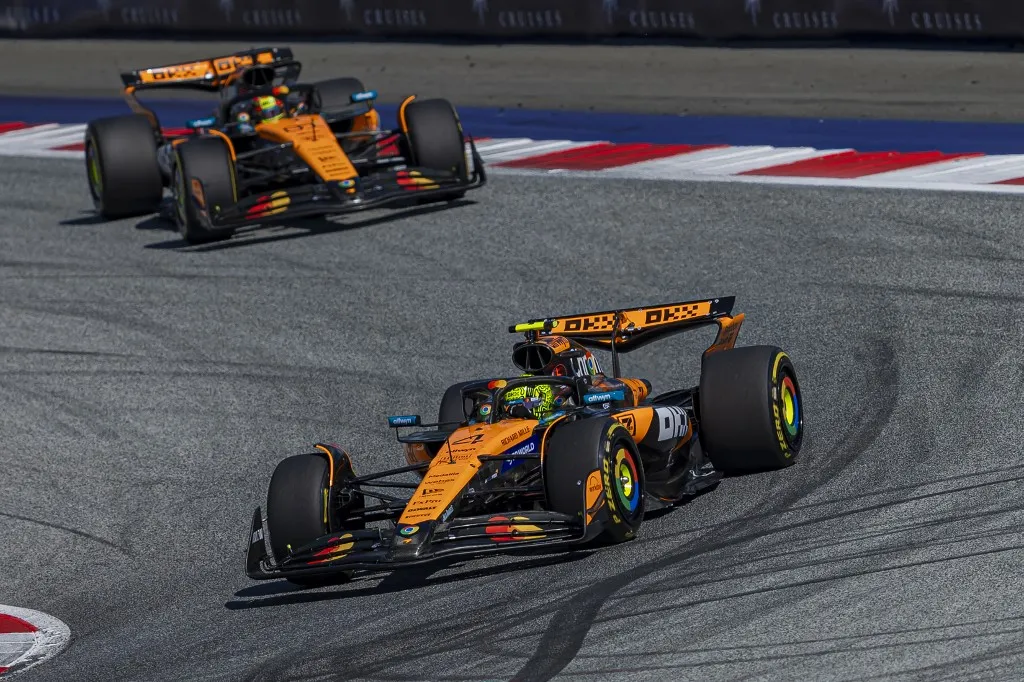 Lando Norris of Great Britain and McLaren F1 Team drives during the race day at the Formula 1 MSC Cruises Austrian Grand Prix in Spielberg, Austria, on June 29, 2025. (Photo by Robert Szaniszlo/NurPhoto) (Photo by Robert Szaniszlo / NurPhoto via AFP)