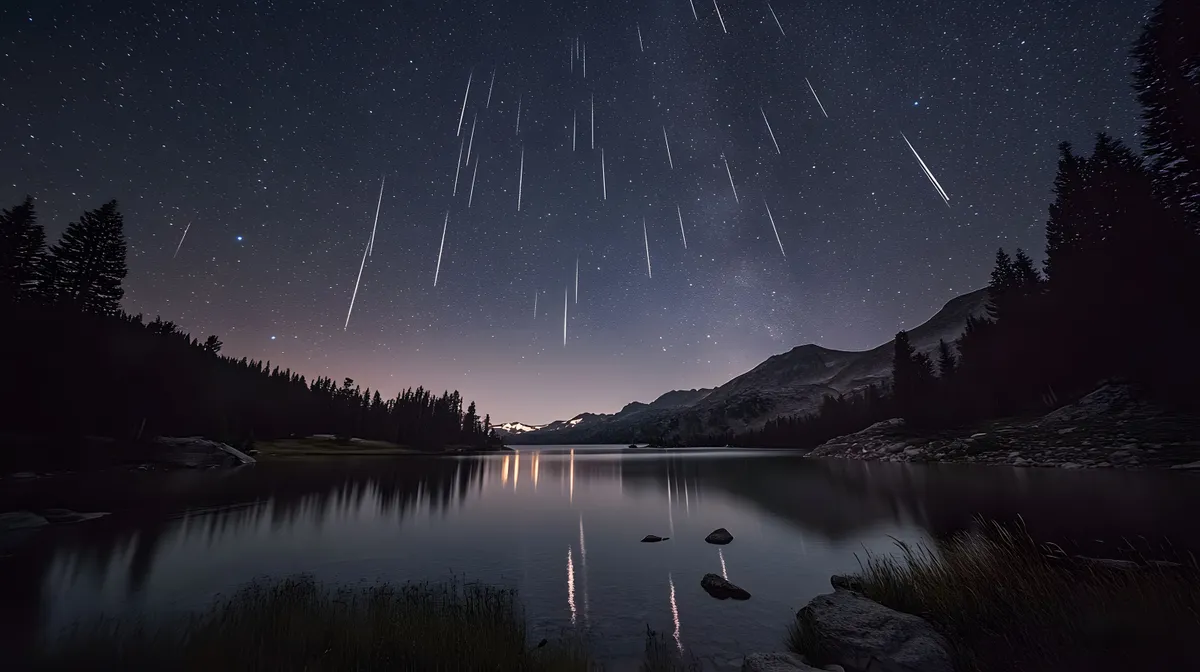 Perseidák meteorraj és a Tejút sziluettje