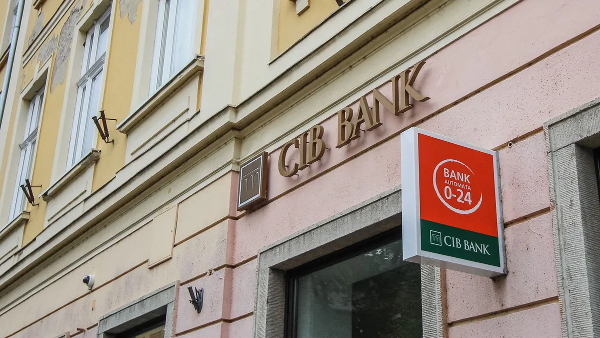 CIB bank -  the second-biggest commercial bank in Hungary logo on a building is seen in Eger, Hungary on 3 November 2019  (Photo by Michal Fludra/NurPhoto) (Photo by Michal Fludra / NurPhoto via AFP)