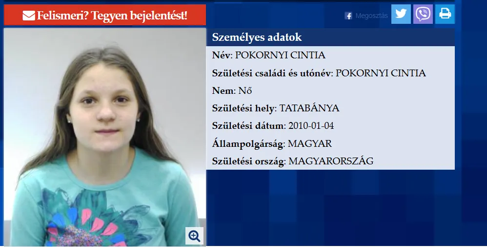 eltűnt tinédzser