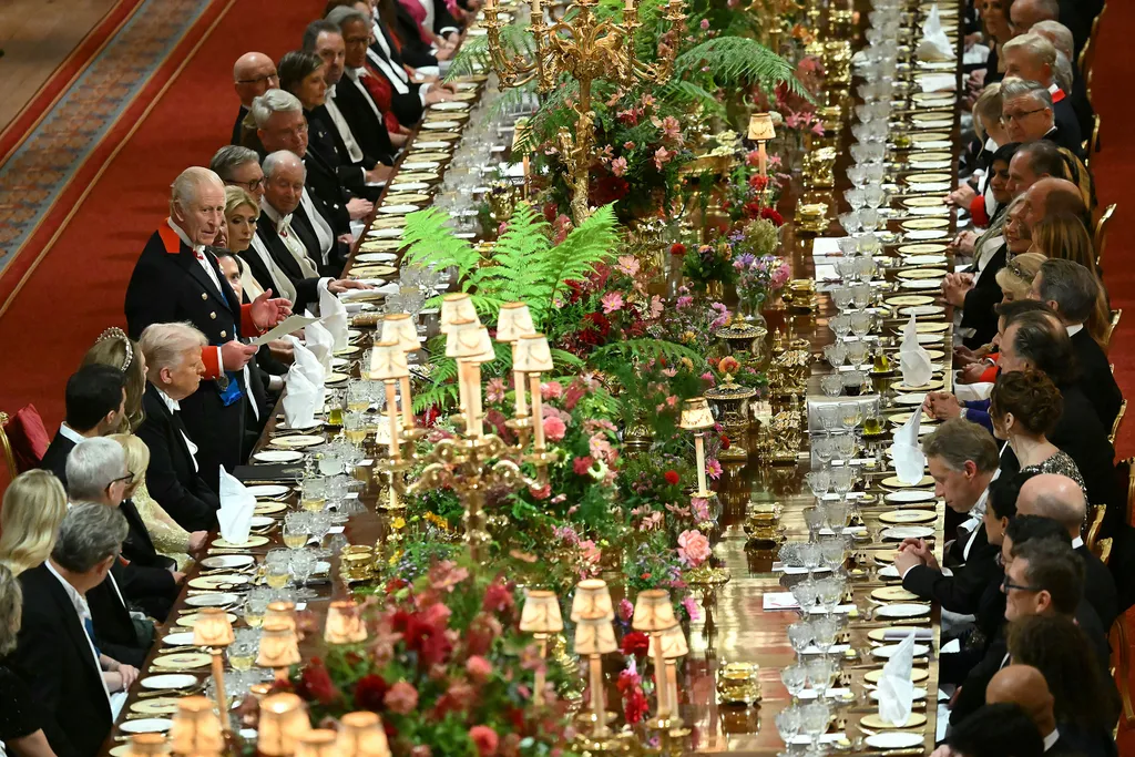 III. Károly király és Donald Trump, állami bankett, windsori kastély