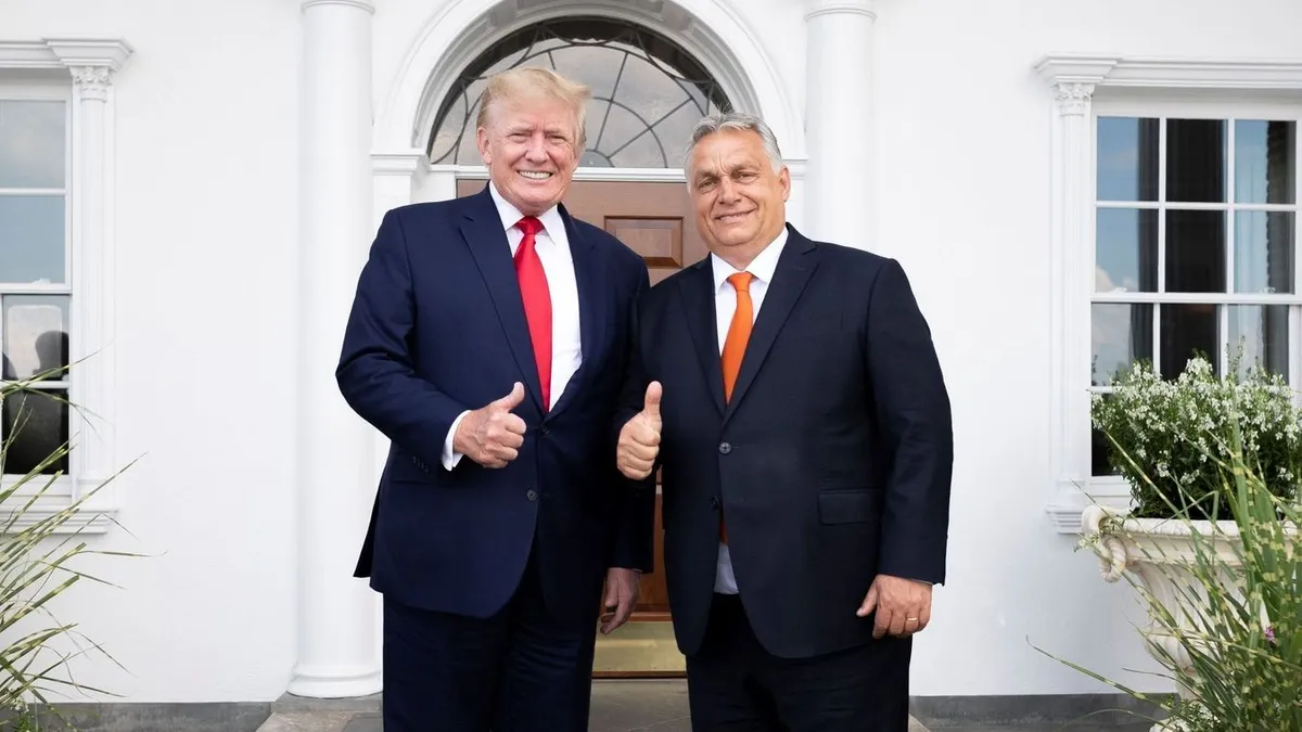 Orbán Viktor miniszterelnök (j) és Donald Trump (b) találkozója a korábbi amerikai elnök New Jersey állambeli bedminsteri birtokán 2022. augusztus 2-án (Fotó: MTI/Miniszterelnöki Sajtóiroda/Benko Vivien Cher)