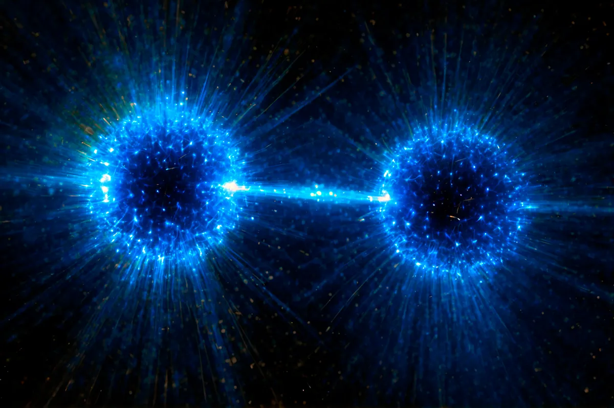 Kettőscsillag illusztrációja. Egy nagy vihart kavaró elmélet szerint a kisebb gyorsulású rendszerekben a gravitáció másként viselkedhet. Ez ellentmond Newton és Einstein megállapításainak is.