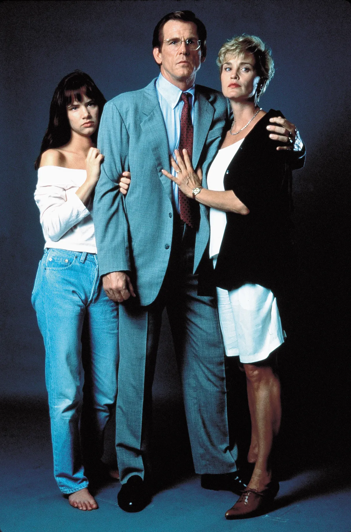 1991; Cape Fear 1991. Original Film Title: Cape Fear 1991, PICTURED: NICK NOLTE, JESSICA LANGE, JULIETTE LEWIS, Composer: Bernard Herrmann, Director: Martin Scorsese, IN CAST: Juliette Lewis, Jessica Lange, Nick Nolte, Gregory Peck, Robert De Niro, Joe Danbaker, Robert Mitchum, Martin Balsam Mandatory Credit: Photo by UNIVERSAL PICTURES/Entertainment Pictures. (©) Copyright 1991 by UNIVERSAL PICTURES.