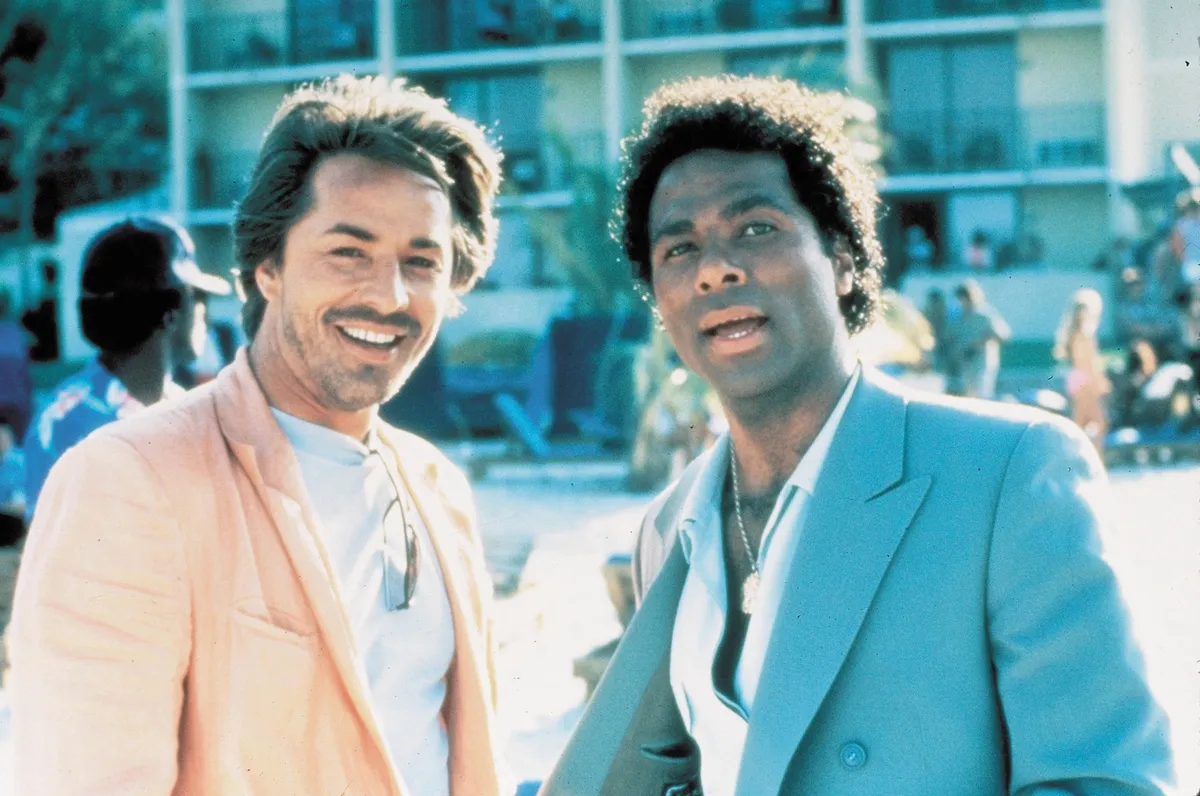 Miami Vice, - Tv. Original Film Title: Miami Vice- Tv, PICTURED: DON JOHNSON, PHILIP MICHAEL THOMAS, IN CAST: Don Johnson, Philip Michael Thomas, Michael Talbott, John Diehl, Richard Phillips Mandatory Credit: Photo by UNIVERSAL TV/Entertainment Pictures. (©) Copyright 1984 by UNIVERSAL TV.