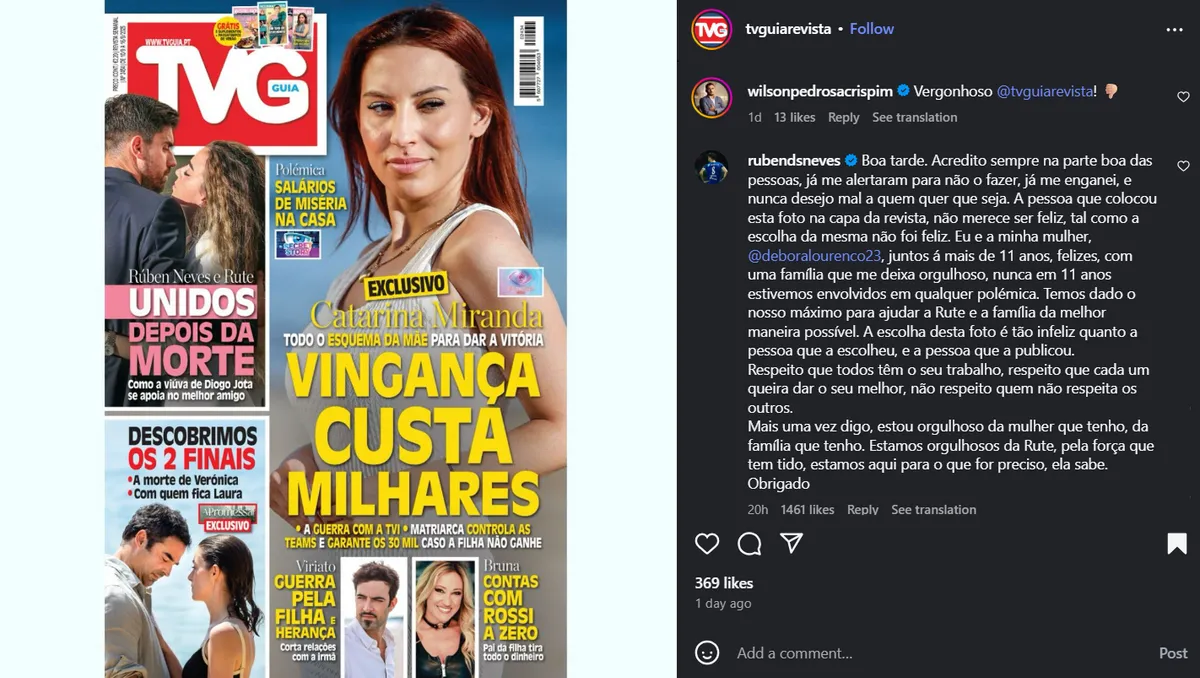 Az említett címlap és Neves reakciója