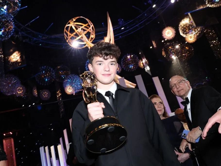British actor and winner of the award for Outstanding Supporting Actor in a Limited or Anthology Series or Movie for "Adolescence" Owen Cooper attends the 77th Primetime Emmy Awards Governors Gala at the Los Angeles Convention Center in Los Angeles on September 14, 2025. (Photo by VALERIE MACON / AFP) / RESTRICTED TO EDITORIAL USE