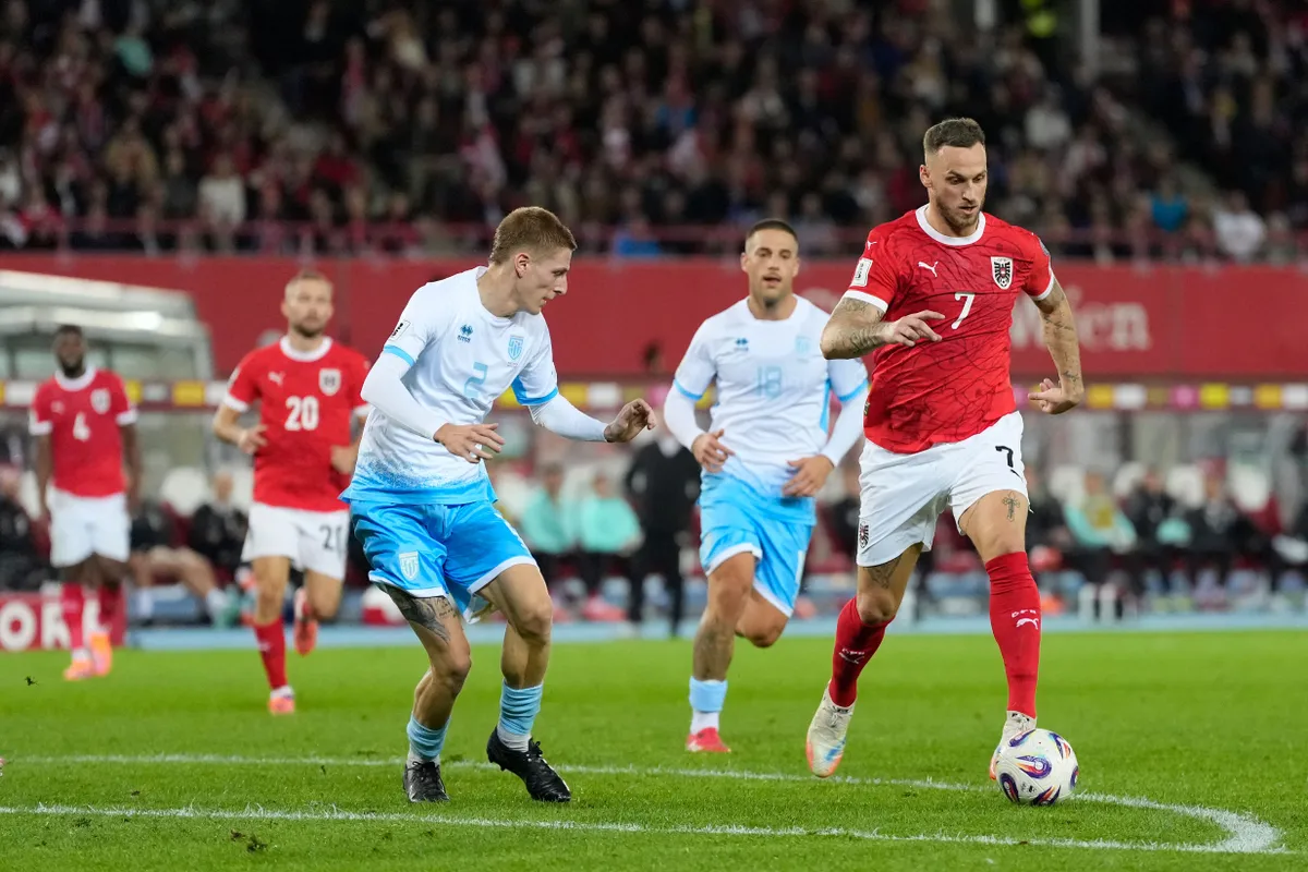 Marko Arnautovic (7) és az osztrák válogatott fantasztikus napot fogott ki a San Marino elleni vb-selejtezőn
