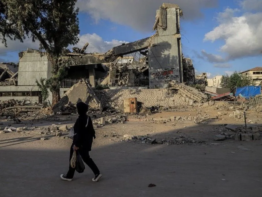 Romok a gázai övezetben, Gázavárosban, mely szinte teljesen megsemmisült a háborúban