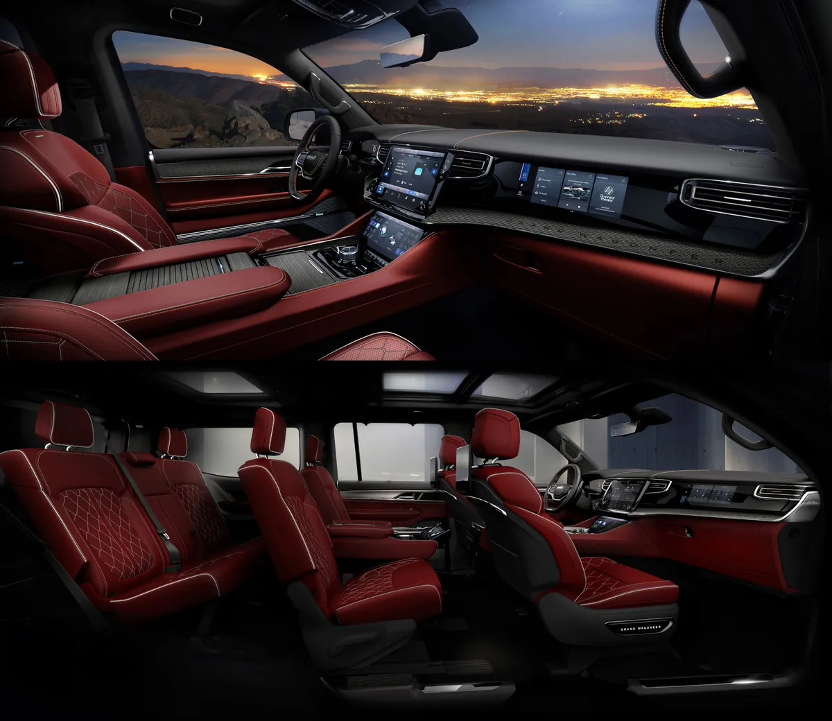2026 Jeep® Grand Wagoneer Summit Reserve introduces a bold new interior color of Dark Ruby Red (late availability).