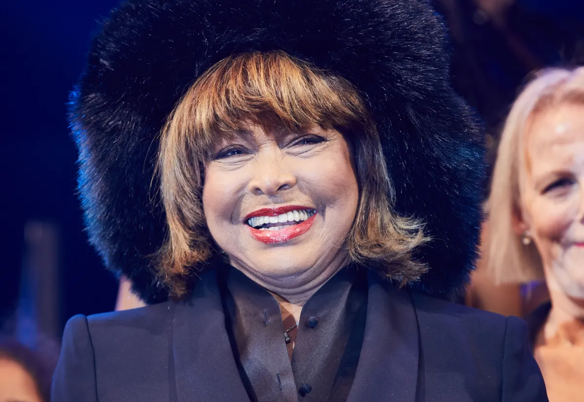 03 March 2019, Hamburg: After the German premiere of the musical "Tina - Das Tina Turner Musical", Tina Turner (M), singer, and ensemble will be on stage in the Operettenhaus. Photo: Georg Wendt/dpa (Photo by Georg Wendt / dpa Picture-Alliance via AFP)