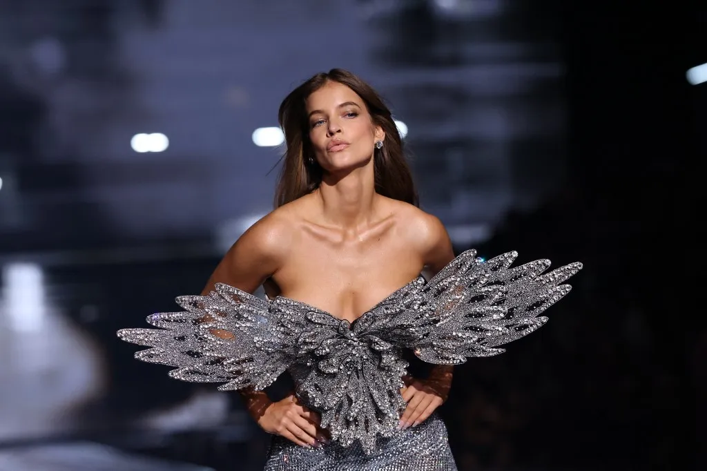 US model Barbara Palvin walks the runway during the Victoria's Secret Fashion Show in New York on October 15, 2025. (Photo by ANGELA WEISS / AFP)