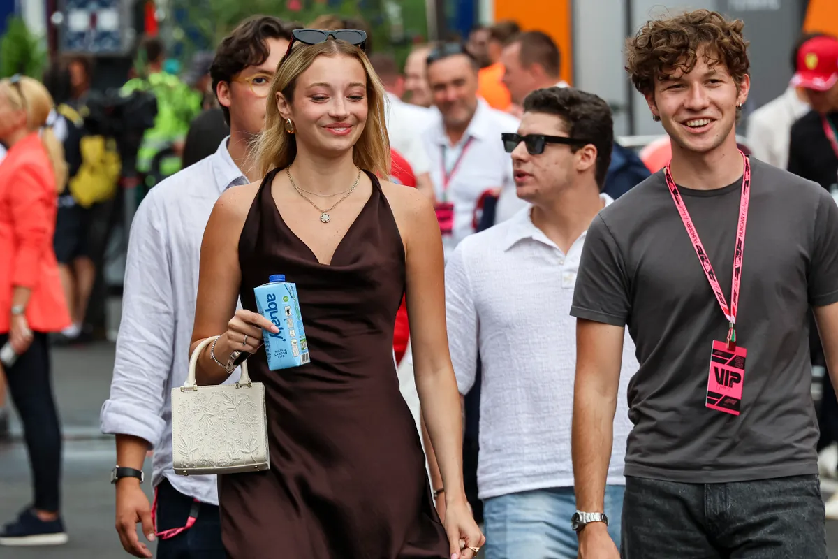 Isabella Bernardini girlfriend of Gabriel Bortoleto of Brazil of Kick Sauber Formula One Team supporting him at the race, spotted after the F1 race, the Formula One Lenovo Hungarian Grand Prix 2025 race at the circuit Hungaroring in Mogyorod near Budapest, Hungary on August 3, 2025. (Photo by Nicolas Economou/NurPhoto) (Photo by Nicolas Economou / NurPhoto via AFP)