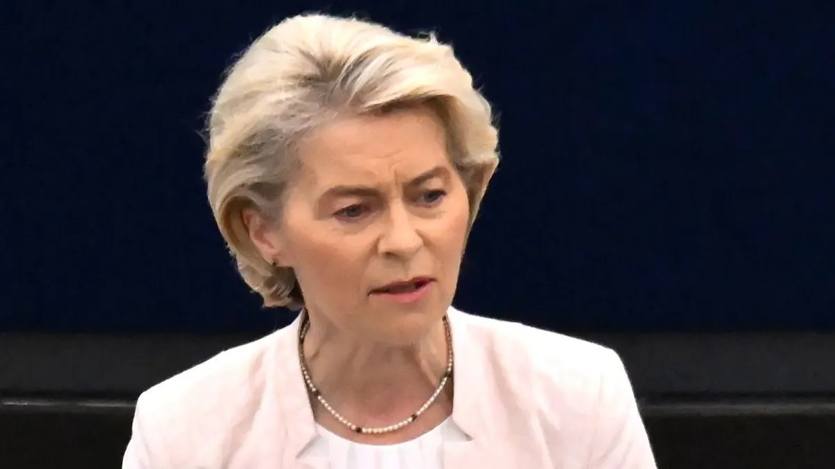 Strasbourg, 2024. július 18.
Ursula von der Leyen, az Európai Bizottságnak az Európai Néppárt (EPP) által újraválasztásra jelölt eddigi elnöke beszél a választás előtt az Európai Parlament plenáris ülésén Strasbourgban 2024. július 18-án.
MTI/Purger Tamás